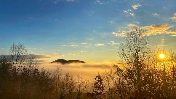 A winter sunrise in the Blue Ridge Mountains of North Carolina.